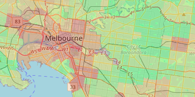 A map showing crime levels of suburbs around the Melbourne CBD